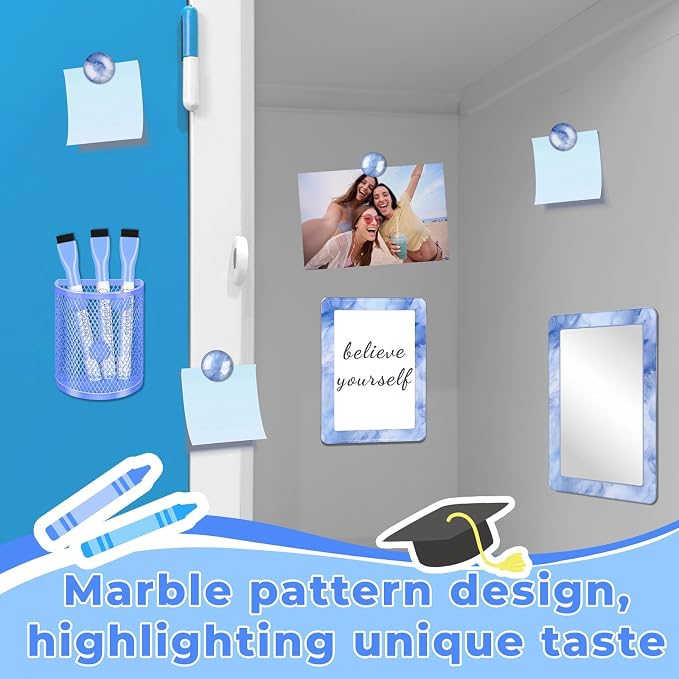 Blue Magnetic Locker Marble Theme Accessories Kit Include Back to School Essentials for Back to School Decorations Office Supplies