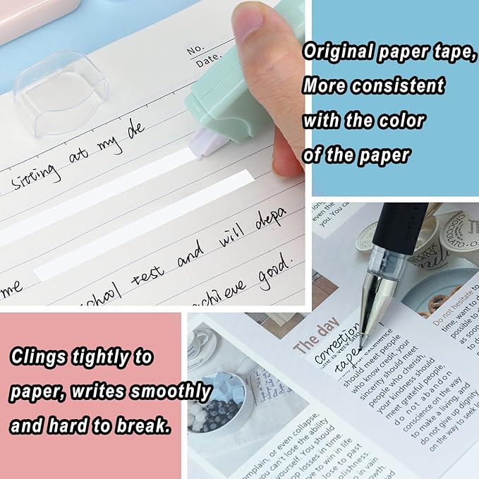 White Correction Tape, 6 Pack, 13.13 Feet Mini Correction Tape, Writing supplies and correction supplies for School And Office. (Milkshake)