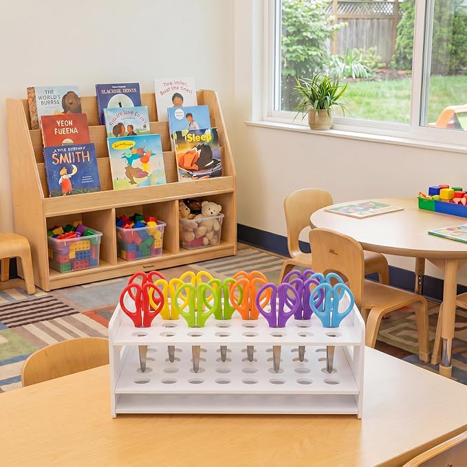 Unittype 40 Holes Scissor Holder White Plastic Scissor Storage Stand Rack Organizer 14 x 10 x 6 Inches Desktop Tool Stand for Classroom Pens Makeup Brushes Barbershop Home Office Craft Supplies