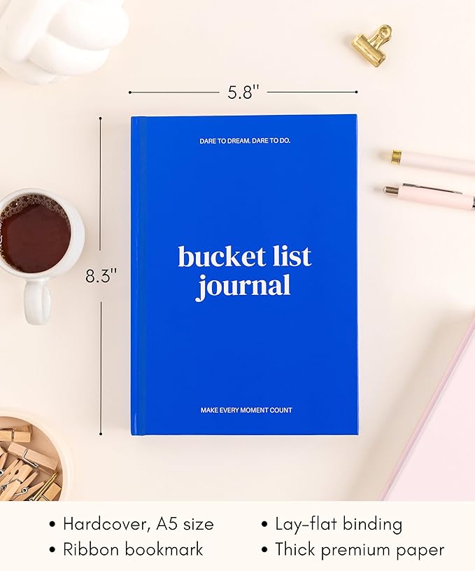 Lamare Bucket List Journal with Guided Prompts – 200+ Ideas to Dream, Plan & Reflect | Minimalist Hardcover Adventure Bucket List Book | Gift for Couples & Individuals