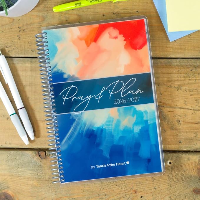 Pray & Plan Christian Teacher Planner | 2026-27 Mini Version | Daily Weekly Monthly Organizer | 6" x 9"