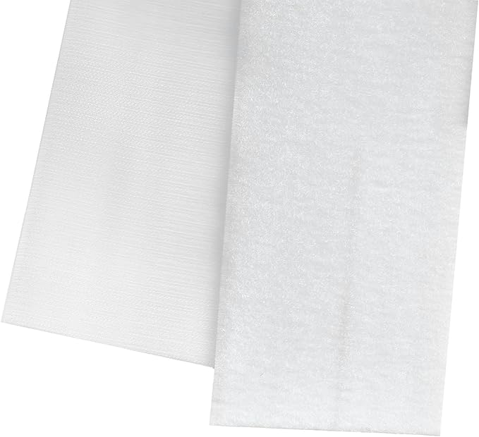 BlueDot Trading One Set of Hook & Loop Fastener Sew-On Style for use with Bags, Clothes, Costumes, Office, Home, or School, 6" Wide x 6' Length, White