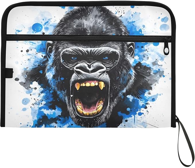 Expanding File Folder King Kong Blue Face Accordion File Organizer 13 Pockets Document Organizer with Zipper Labels A4 Letter Office Storage