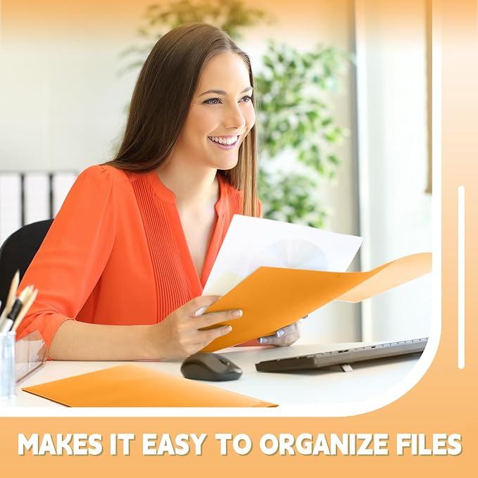 Gueevin 72 Pack Plastic Folder with Pockets, 2 Pocket Folders, Plastic Glossy Folders Fit Letter Size Paper, Heavy Duty Durable File Folder with Business Card for Home Office School (Orange)