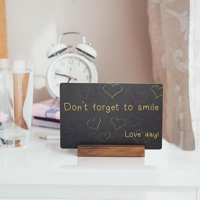 3Pcs Tabletop Chalkboard Sign, 7.8x5 Inch Double-Sided Message Boards, Blackboard with Base Stands for Coffee Shop, Restaurant, Home, Bar