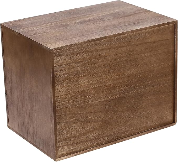 Wooden Storage Box with 3 Drawers, Vintage Office Supplies and Accessories Letter Tray, Wood Desktop School Supply Organizer, Library Card Catalog Cabinet, Rustic Jewelry Box with Lock
