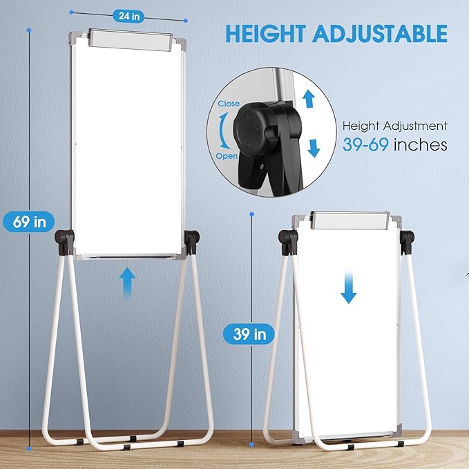 MaxGear Large Whiteboard with Stand 36" x 24" Double-Sided Easel Whiteboard Monthly Calendar,Height Adjustable, Foldable, Portable Dry Erase Board for Home, Office, Classroom Planning, Teaching