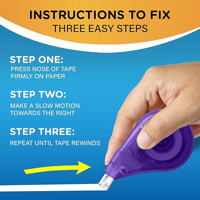 BIC Wite-Out EZ Correct Correction Tape, White, No Dry Time, Tear Resistant Tape, 2-Count