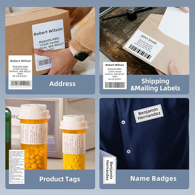 MakeID Labels for P1 Label Printer, 2.13'' x 3.98''(54x101mm) Thermal Sticker Label Tape Refill, Tear-Proof and Waterproof, 1 Roll of 310 Labels-White