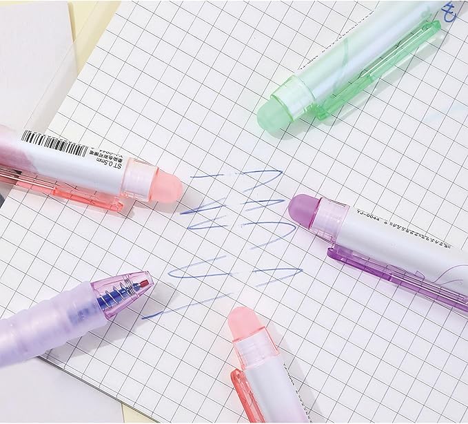 MOZXIRZ 6 Pcs Erasable Gel Ink Pens Retractable Pens 0.5mm Blue Ink Pen Office School Pens Cute Aesthetic Pen Women Girls (Blue Ink-Flowers)