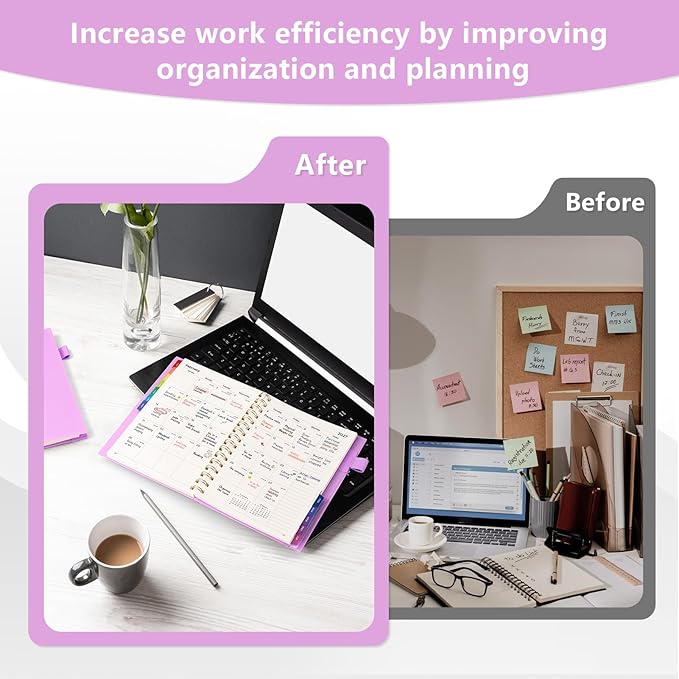EMSHOI Academic Planner 2026-2027, Weekly and Monthly Calendar (July 2026 - June 2027), School Student Teacher Agenda Book, 100GSM Paper, PVC Cover, Colorful Tabs, A5 (6.38" x 8.35"), Purple