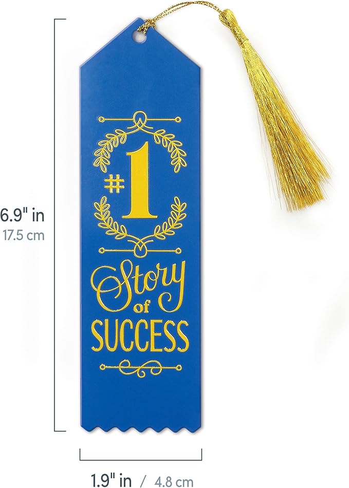 Genuine Fred Novel Achievement Bookmark, Story of Success, Coated Steel with Gold Tassel, 1.9" x 6.9" - Great Gift for Book Lovers, Teachers, Graduates, new Job