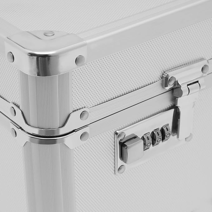 Locking File Organizer Box,Portable File Organizer Storage Chest with Handle Letter Box,13.8 x 10 x 13.4 Inch Metal File Cabinet for Filing Office Documents Letter/Legal File Storage (Silver)