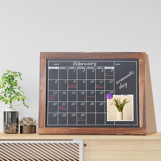 KOOLDE Chalkboard Calendar Magnetic Board Monthly Planning Board for Kitchen Wall, Reusable Planner Chart for Family Blackboard Calendar for Record Daily Tasks List 12'' x 16''