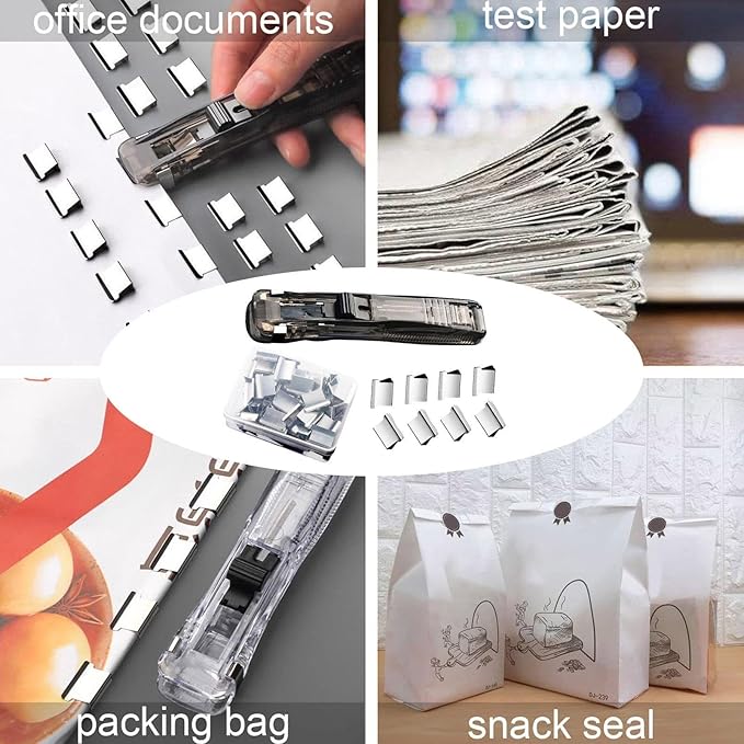 Binder Clip Stapler,40 Sheets Capacity Paper Clip Dispenser | with 50 Stainless Refills Desktop Reusable Clamp Stapler,for Teacher Student Office School Home Craft