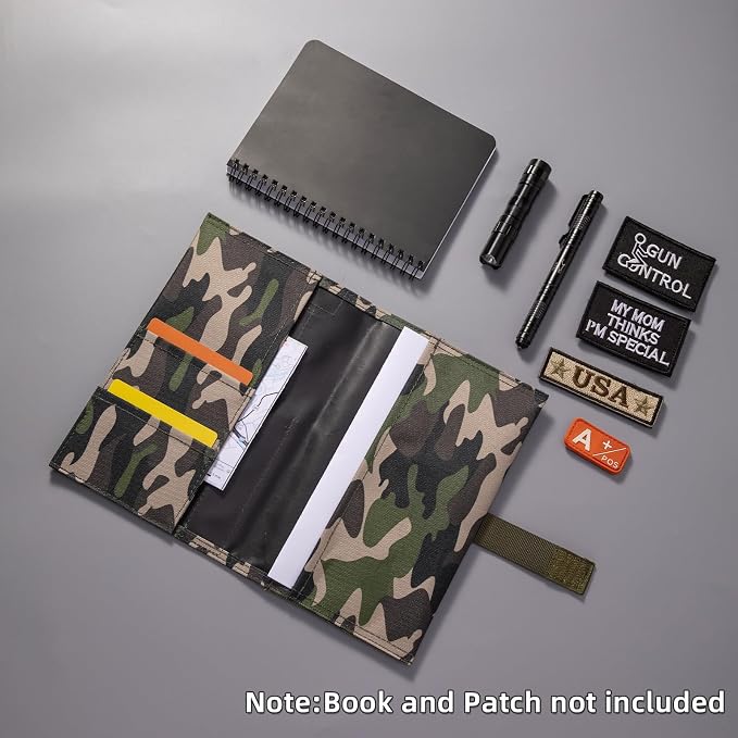KOSIBATE OCP Military Log Book Cover, 5.5”X 8” Army Tactical Notebook,OCP Green Book Protective Holder(Camogreen,Only Cover)