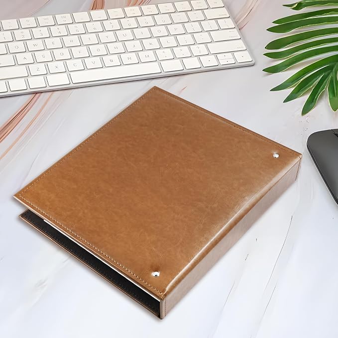BYSTER A4 Business Card Holder Organizer, PU Leather Card Binder with 30 Pack Sleeves (600 Pockets), Card Holder Book for Credit Cards, Membership Cards, and More - Brown