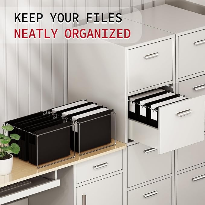 Uquelic Plastic Hanging File Folders Letter Size, 6 Pack Reinforced Heavy Duty Hang Folder with Movable Pastel Dividers, Adjustable Tabs, 4" File Organizer for Filing Cabinet, School, Office