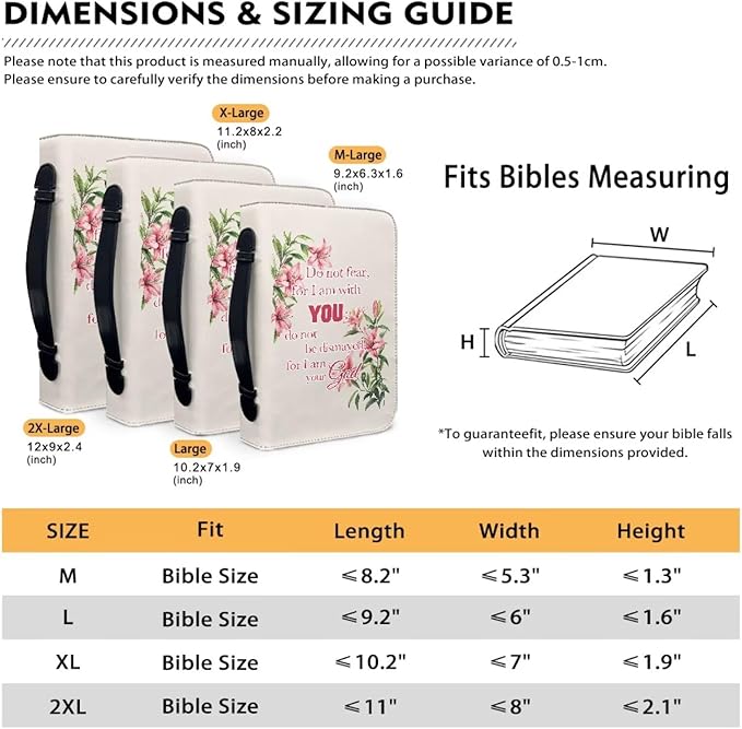 Pink Flower Bible Cover Bag with for Women Bible Cover Carrier Bag for Girls Carrying Organizer Bag Bible Accessories Gift-Size:M