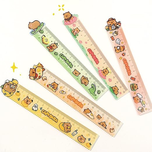 5 Pcs Cute Cartoon Rulers 15cm Straight Ruler Acrylic Capybara Cartoon Small Rulers Centimeter Measuring Ruler Journal Ruler Women Girls Boys (Capybara)