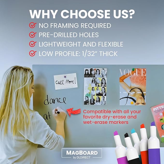 Diamond Life Magnetic Board - Memo & Vision Board for Home, Office, and Classroom - Magnet Board for Kids - Pre-drilled Mounting Screws Included