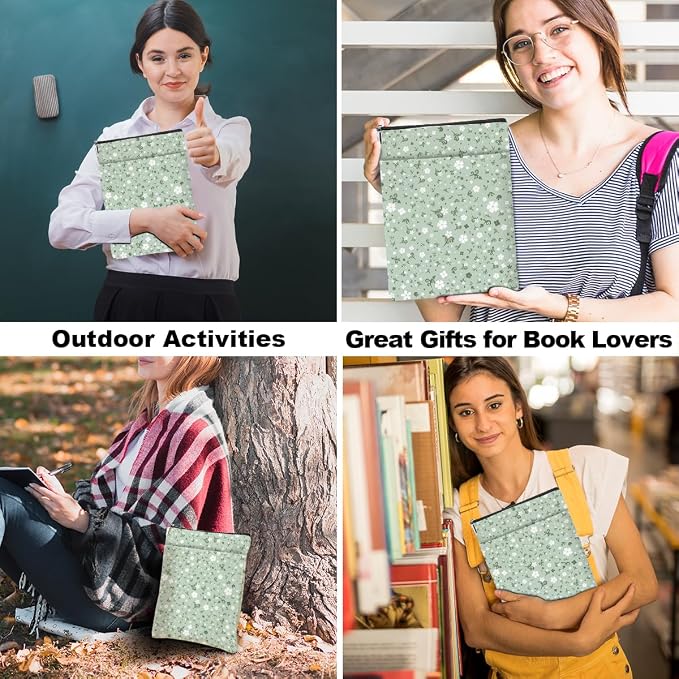 Floral Book Lovers Gifts Waterproof Flower Book Sleeve Botanical Book Pouch Book Protector with Zipper and Front Pocket Book Cover Case for Women Girl Friend Birthday Book Accessories Book Club Gifts