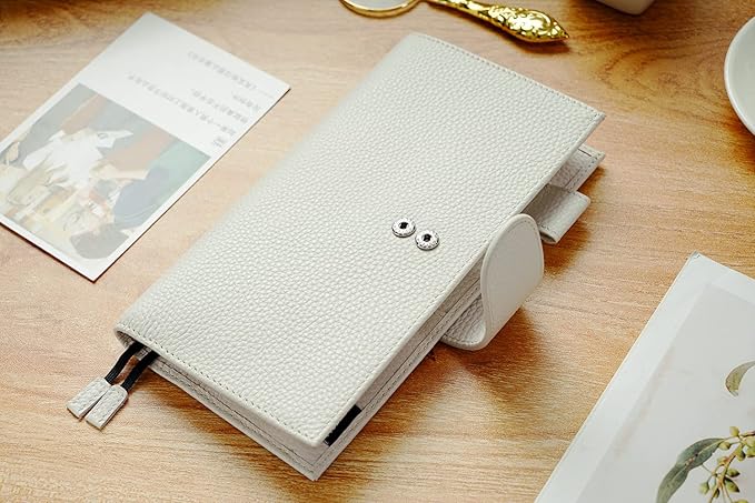 Moterm Leather Cover for Hobonichi Weeks - Fits Hobonichi Weeks/Weeks Mega, with Back Pocket (Pebbled-Cream)