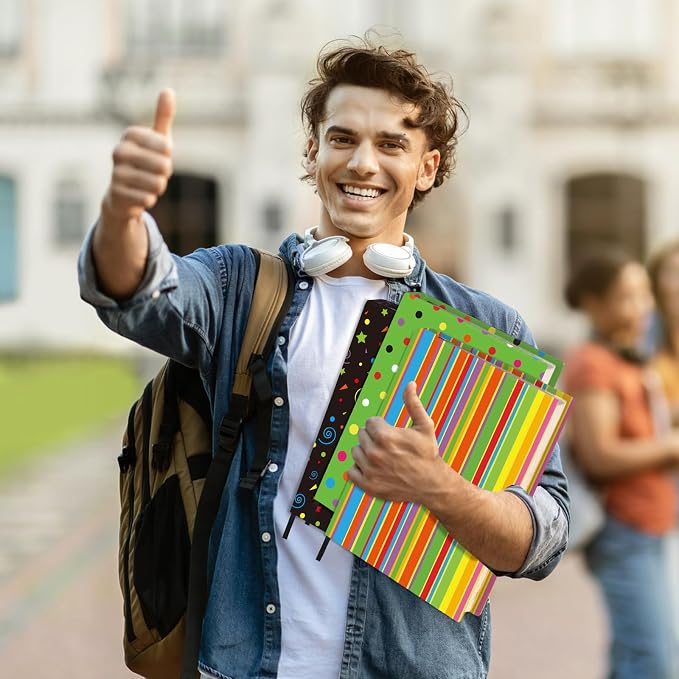 Gilprop 6 Pack Jumbo Stretchable Book Covers, Colorful Covers for Textbook Protection and Care, Washable Reusable Protective for Paperbacks Hardcover Books(Geometric,Bright,9-11inch)