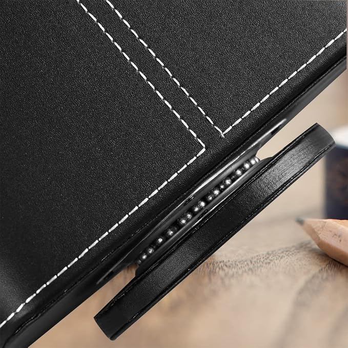 Leather 360° Spinning Remote Control Holder, Pencil Pen Holder for Desk Table Nightstand, TV Remote Caddy Organizer, Black Office Decor and Accessories, Storage Box for Phone,Media Player Controllers