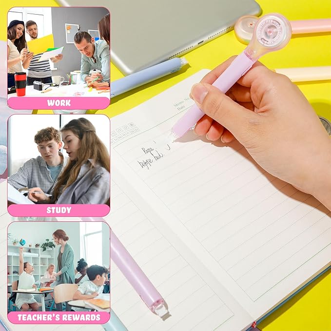 Gersoniel 10 Pack Correction Tape Pen Correctional Ink Tape Push Pull Protective, Easy to Use Applicator for School Office Supplies, 0.2 x 236 Inch (Dessert Colors)