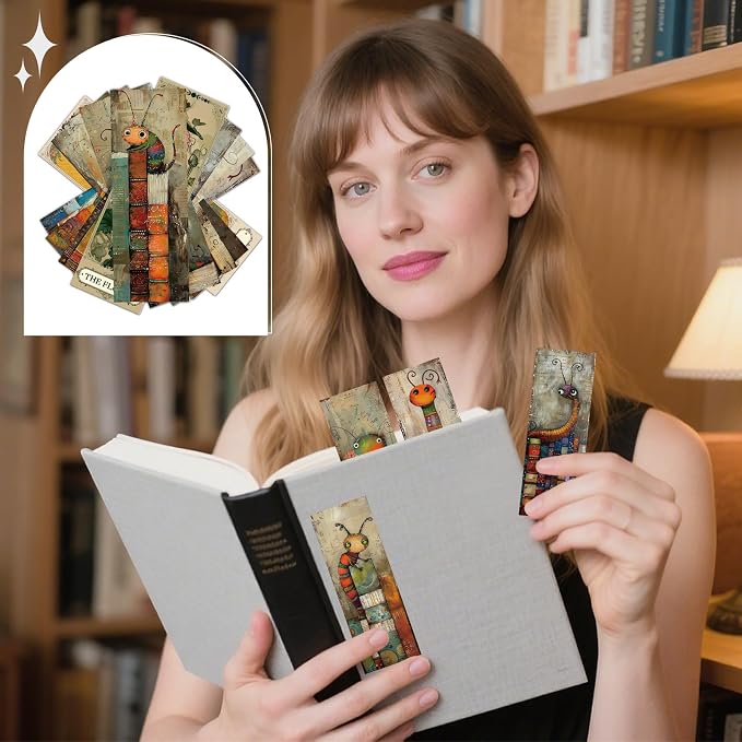 Wxiben Funny Bookworms Bookmarks Gifts - 120 Pcs Book Lover Bookmarks Paper Bookish Double-Sided Book Marks Cute Worms Page Marker Clip Gifts for Women Men Students Teacher Teens Reading Party Favor