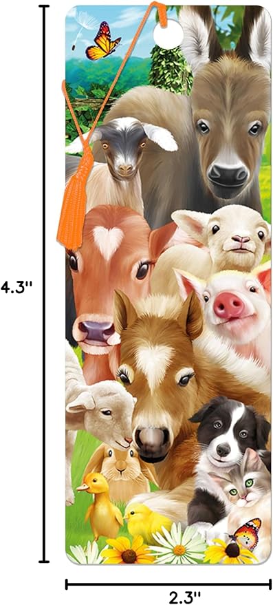 3D LiveLife Bookmark - Baby Farm Animals from Deluxebase. Cute Lenticular Farm Animal Page Marker. Animal Themed Accessories for Book Lovers. Small Gifts for Men, Women, Writers and Teachers.