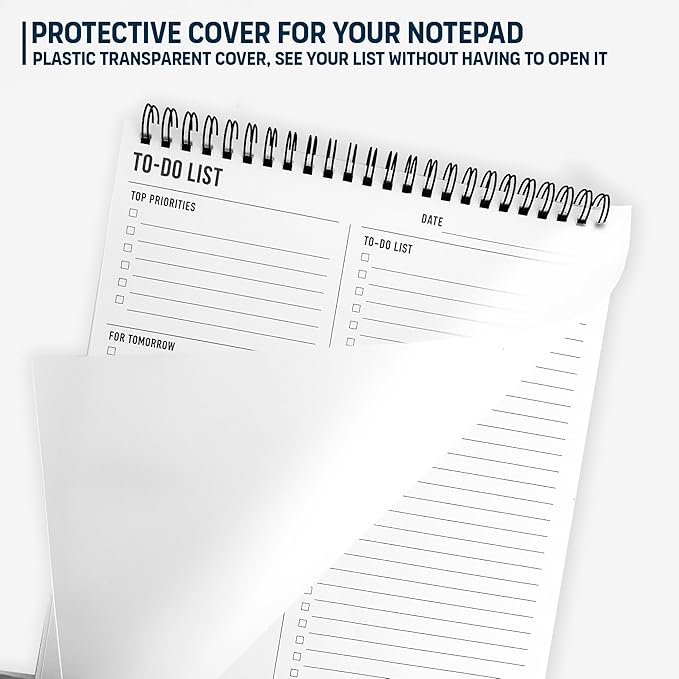 To Do List Notepad 8.5x11" - Has Multiple Functional Sections - Large Size, 52 Sheets - Spiral Daily Planner Notebook - Task Checklist Organizer Agenda Pad for Work, Note and Todo Organization