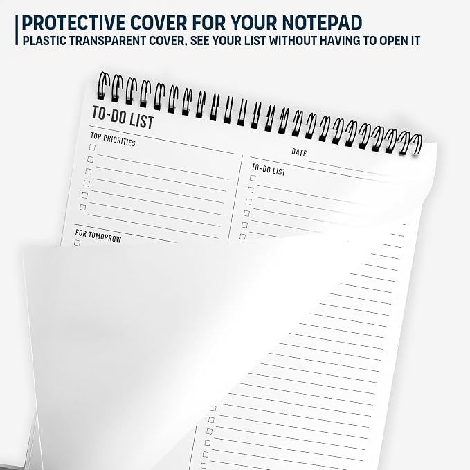 To Do List Notepad 8.5x11" - Has Multiple Functional Sections - Large Size, 52 Sheets - Spiral Daily Planner Notebook - Task Checklist Organizer Agenda Pad for Work, Note and Todo Organization
