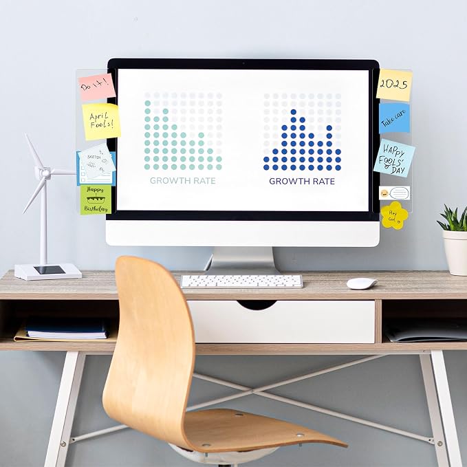 DOLLAR BOSS Monitor Memo Boards for Computers 2 Pcs Office Desk Accessories 11" x 3.1" Transparent Acrylic Monitor Side Panel Multifunction Message Board Screen Note Holder for Office Home Work Desk