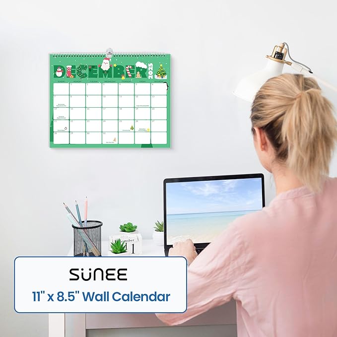 SUNEE 2026 Calendar, 18 Months 2026 Calendar Wall Hanging 2026 Calendar 11"x8.5", October 2025 to March 2027, for Organizing & Planning, Cute