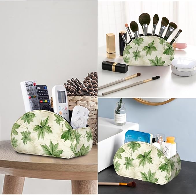 TV Remote Holder with 5 Compartments, Floral Print Office Desk - Nightstand - Couch Organizers/Bedside Table Accessory, Storage for Pens/Controllers/Media Players