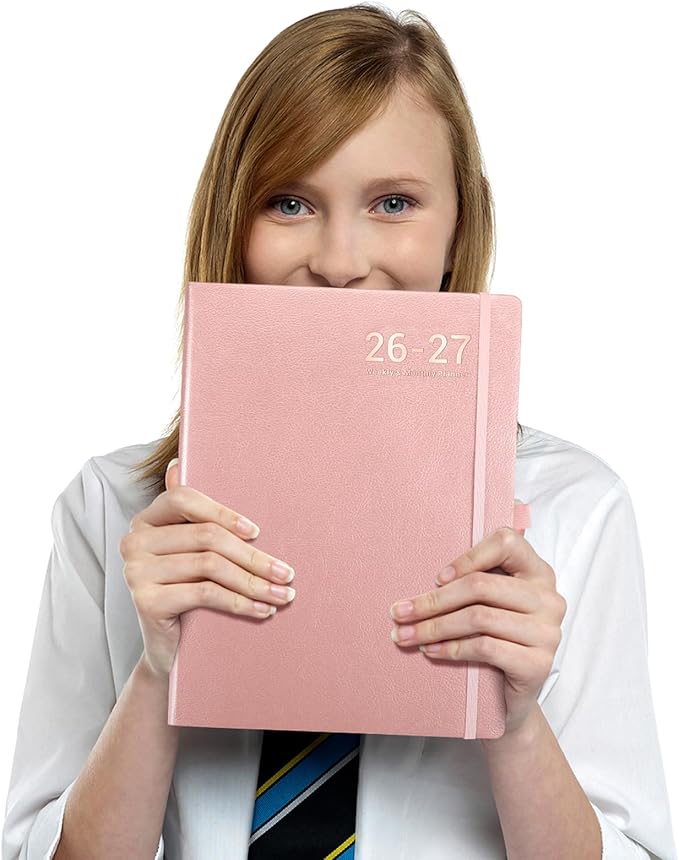 Planner 2026-2027 - JUL 2026 - JUN 2027, Planners 2026-2027, Planner Weekly and Monthly, Leather Cover Calendar Planers with Thick Paper, Back Pocket with Notes Pages, Pink (8.5" x 11")