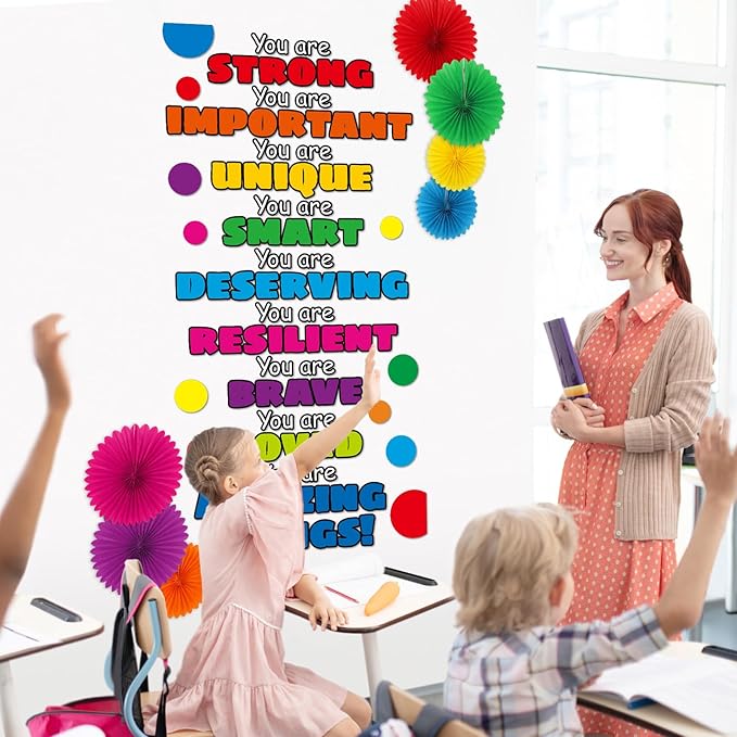 3D Colorful Classroom Door Decorations Affirmation Station Positive Saying Accent Cutouts Motivational You are Door Bulletin Board Set for Back to School Classroom Office Home Wall Doors Supplies