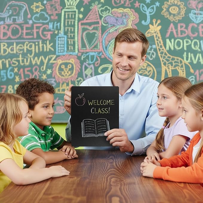 12 Pcs Chalk Board 9.5" x 12" Frameless Chalkboard for Kids Mini Wooden Chalk Board Small Chalkboard Signs Student School Supplies for Kids Classroom Home Office Restaurant