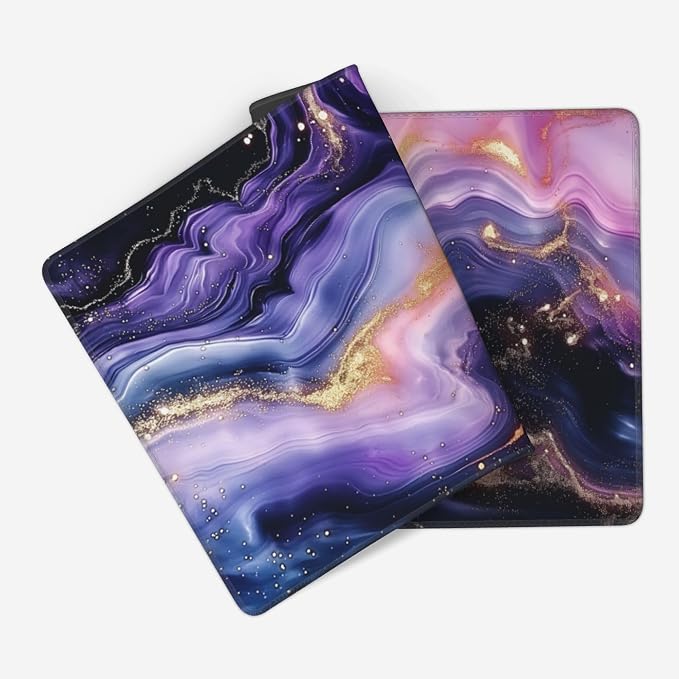 35.4" x 15.7" Purple Gold Marble Galaxy Extended Mouse Pad, Desk Mat with Non-Slip Base, Water Resistant for Gaming & Office