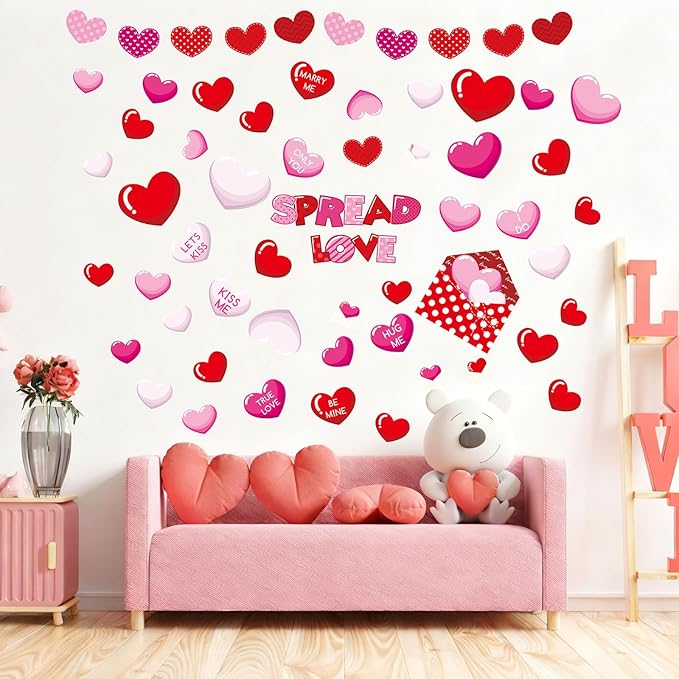 FYSUIMU Valentine' s Day Classroom Door Decoration Bulletin Board Set Red Pink Heart Spread Love Envelope Paper Cutouts for School Classroom Chalkboard Wall Door Welcome Decor