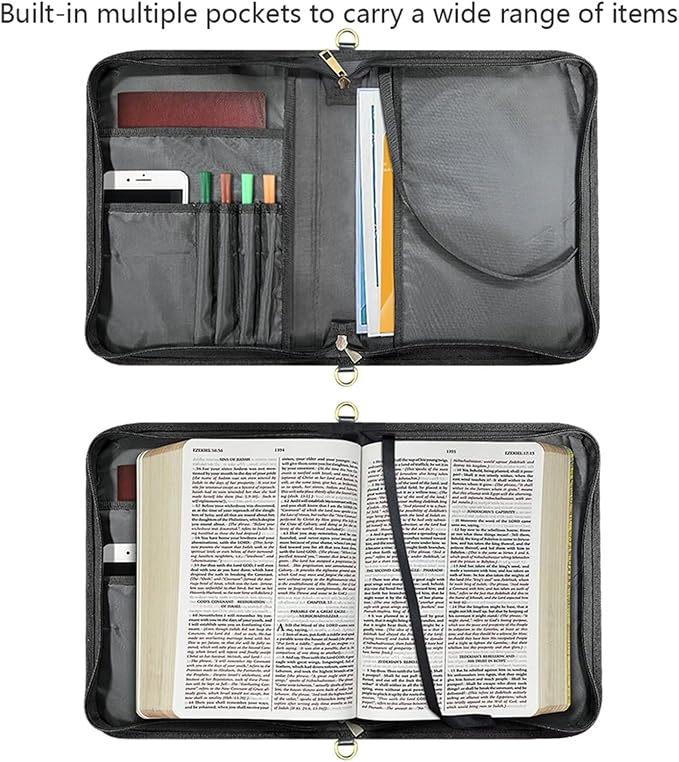 Custom Bible Cover Case for Women, Personalized Pink Bible Cover for Women with Name, Zipper Handle & Detachable Adjustable Strap, Bible Accessories for Christian Gifts, Extra Extra Large