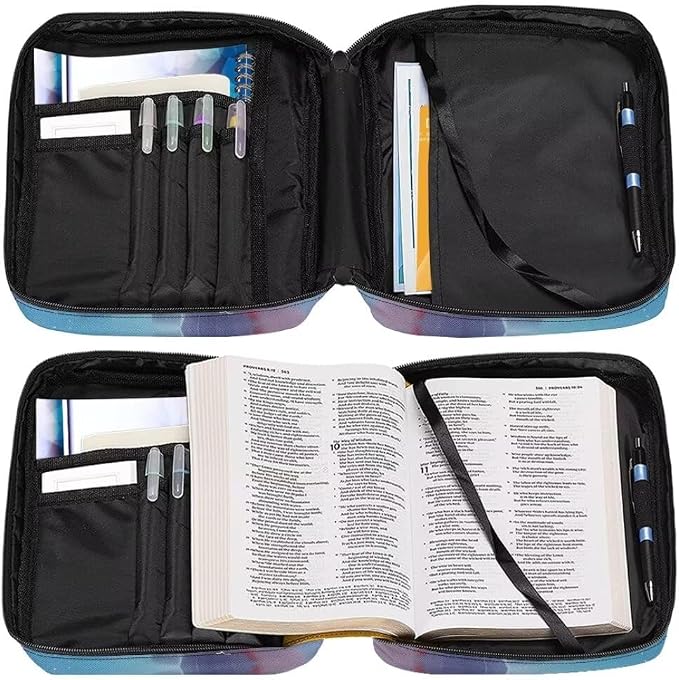 Coldinair Dolphins Bible Covers for Women,Carrying Book Bible Case Church Bag Bible Protective with Handle and Zippered Pocket