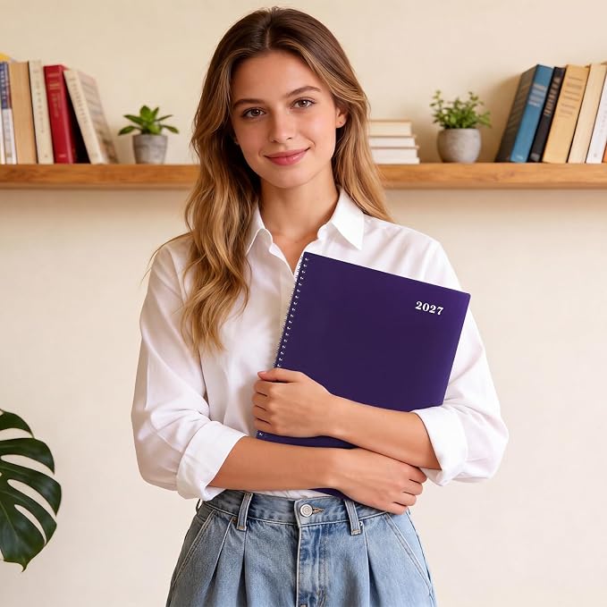 2027 Monthly Planner - 2027 Planner, JAN. 2027 - DEC. 2027, 9'' x 11'', Monthly Planner 2027 with Colorful Tabs, Monthly Calendar Planners with Pocket, Perfect for Shool Office Use - Purple