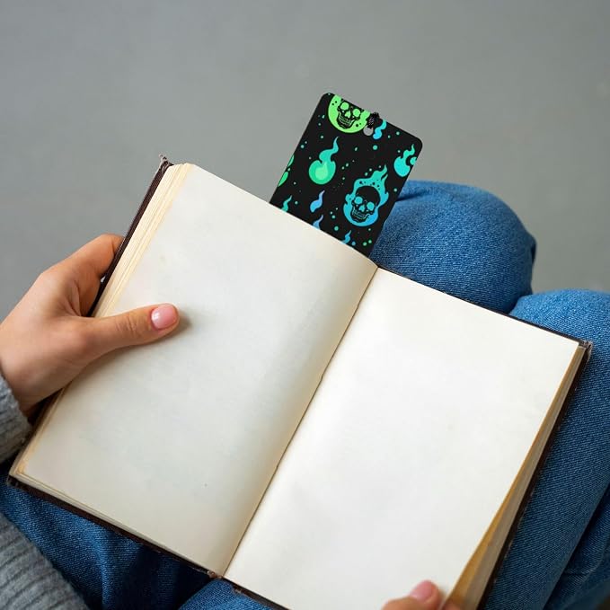 Magic Skull 5pcs Wood Bookmarks with Tassel for Planner Reading Book Lovers Accessory Readers Men Women 4.6 X 1.2 Inch