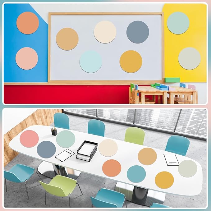 Lincia 24 Pack Erase Dots Circles Colorful 10.5 Inch Removable Vinyl Spot Dry Erase Desktop Writing Spots Set for Classroom Desk Wall Table Teacher Students School Home Desk Wall(Fresh)