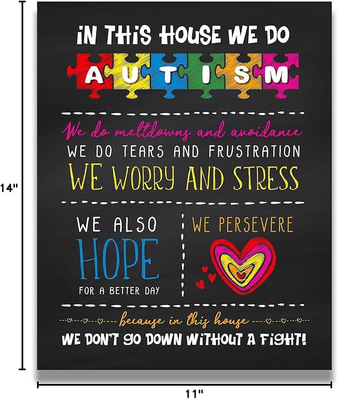 In This House We Do Autism | Autism Awareness Decor | Autism Classroom | Boho Rainbow Decor Classroom | Autism Sign | Autism Art Wall Decor Classroom | Autistic decorations - 11x14 unframed print