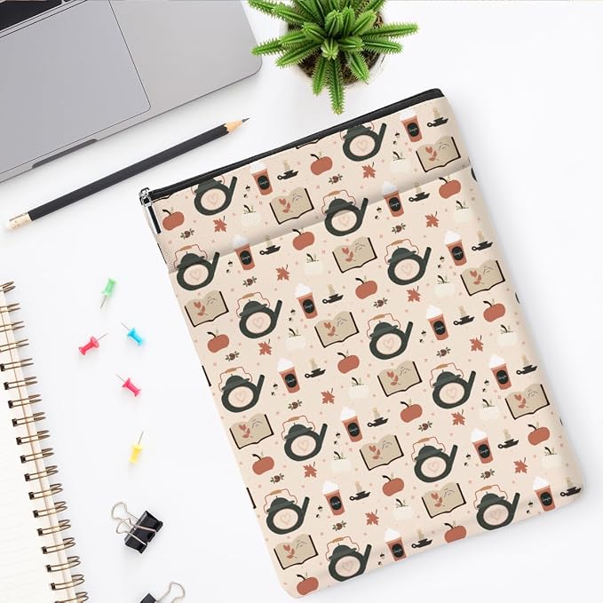 Book Sleeve Book Protector Book Pouch Book Lovers Gifts Bookish Gifts Book Cover with Zipper for Hardcover Paperback Washable Book Coffee Printed Gift Bag for Women Girl Boss Birthday, BookCover