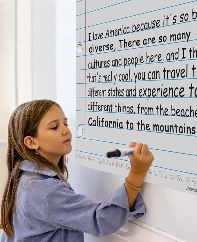 Dry Erase Giant Sized Magnetic Notebook Paper, Handwriting Lined Paper for Classroom Whiteboard Accessories, Dry Erase Notebook Teaching Aids, Homeschool Teaching Supplies 17" x 22"